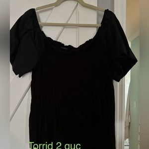 Off shoulder babydoll smocked top